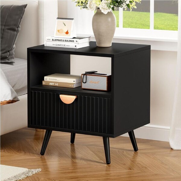 ALFORDSON Bedside Table 1 Drawer Black