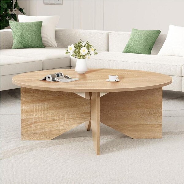 ALFORDSON Coffee Table Round Table X-shape Wooden Legs Living Room Wood