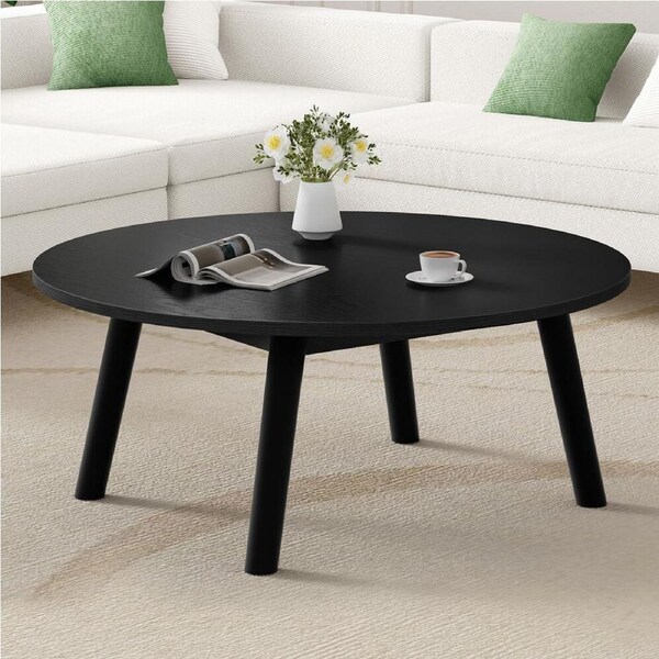 ALFORDSON Coffee Table Round Table Sturdy Wooden Legs Living Room Black