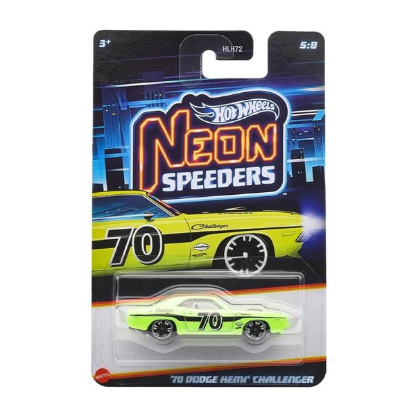 Hot Wheels Neon Speeders 1970 Dodge Hemi Challenger (Yellow) Diecast Vehicle