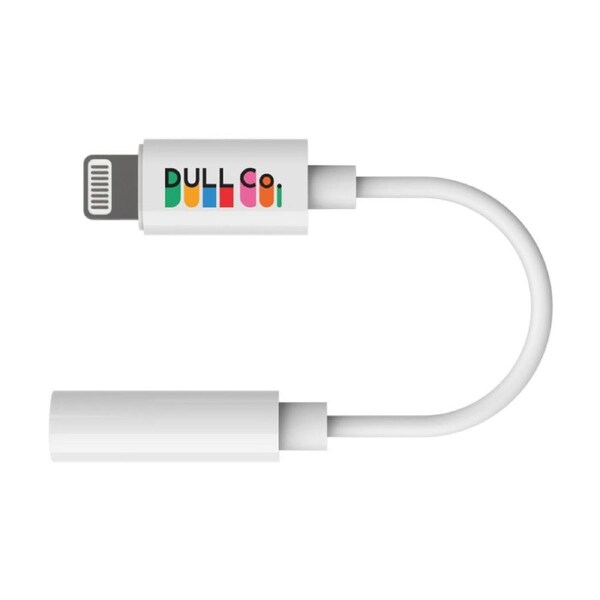 Dull Co. MFi Certified Lighting to AUX Audio Adaptor Apple Compatible White