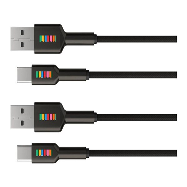 2PK Dull Co. USB-A to USB-C Braided Charging Cable W/ Metal Connectors 2m