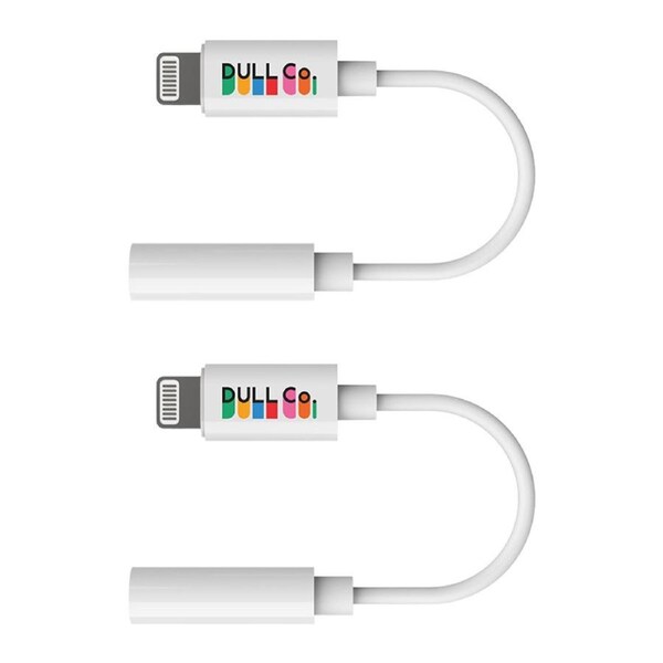 2PK Dull Co. MFi Certified Lighting to AUX Audio Adaptor Apple Compatible White