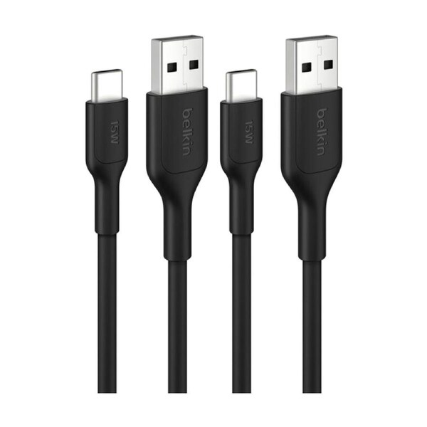 2PK Belkin BoostCharge USB-A to USB-C Charging Cable Universally Compatible 15cm