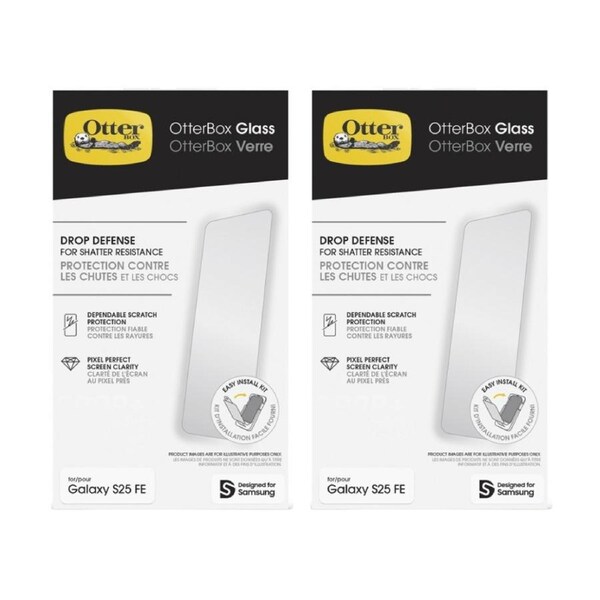 2PK OtterBox Mobile Phone Screen Protector for Samsug Galaxy S25 FE Glass