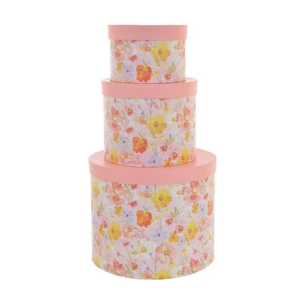 3pc Gibson Gifts Saffron Nested Round Boxes Giftbox Party Supplies