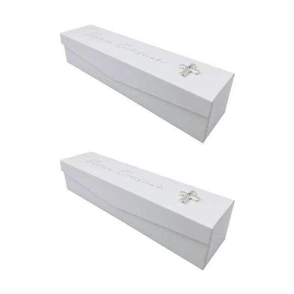 2PK Gibson Gifts Baptism Certificate Elegant Box Memory Keepsake White