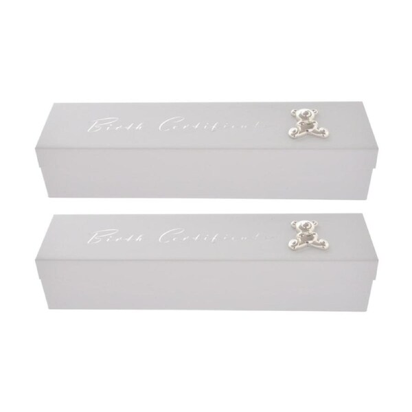 2PK Gibson Gifts Birth Certificate Elegant Box Memory Keepsake White