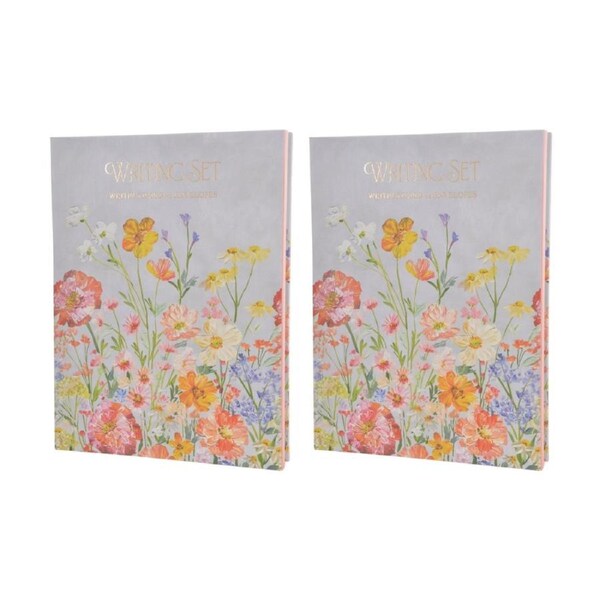2PK Gibson Gifts Saffron Writing Set Stationery Instruments Floral