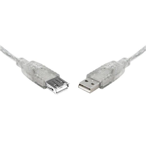 8Ware USB 2.0 Type A to Type A Male Transparent Metal Sheath Extension Cable - 2m (UC-2002AAE)