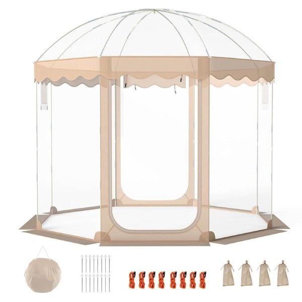 Costway 305x305CM Pop Up Bubble Tent All-Weather Waterproof Pod Instant Igloo Dome 540°Clear Sports View Shelter PVC