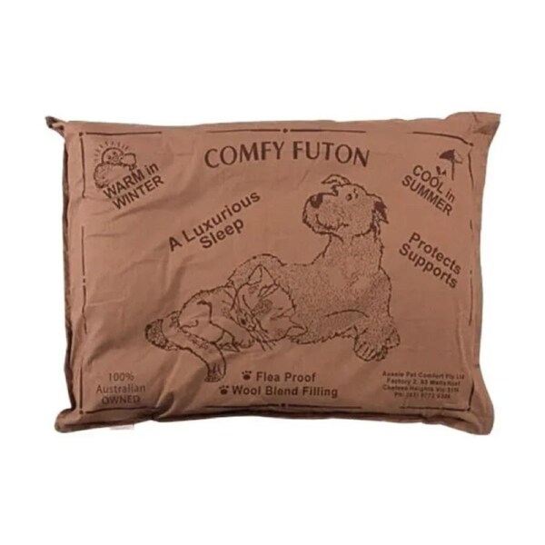 Aussie Pet Comfort Brown Wool Blend Filled Dog Bed Futon Medium