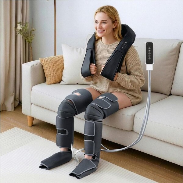 Livemor Electric Leg Foot Massager Air Wrap With Shiatsu Neck Massager Heating