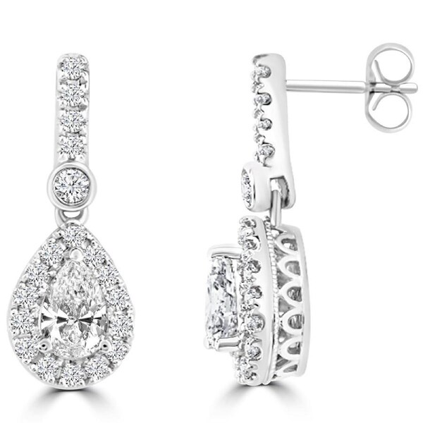 1.47ct Lab Grown Diamond Drop Earrings in 18K White Gold