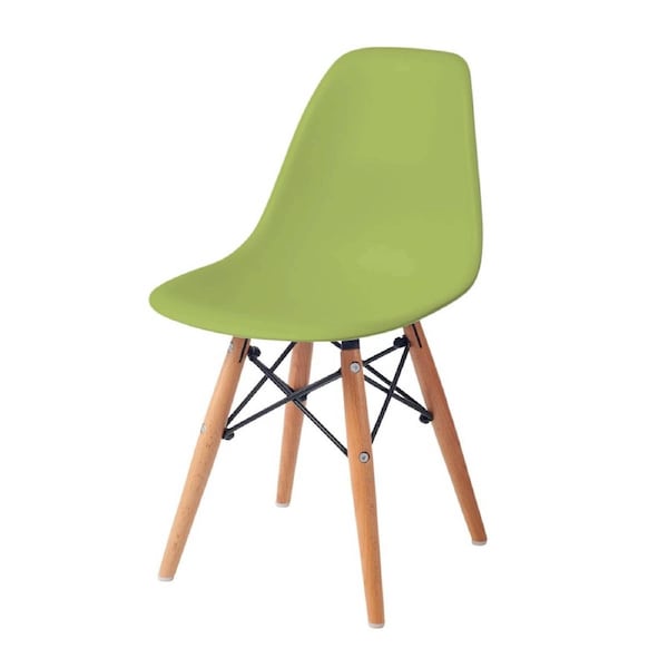 Replica Charles Eames Kids Chair with Wood Legs - Apple Green