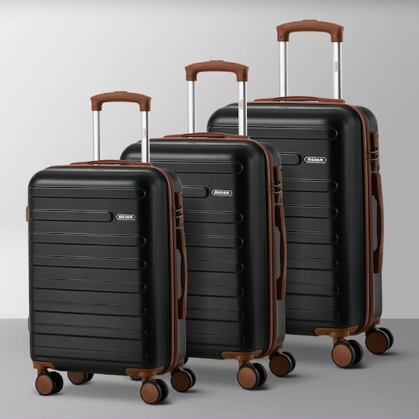 Mazam 3PCS Luggage Suitcase Trolley Set TSA Lock Black