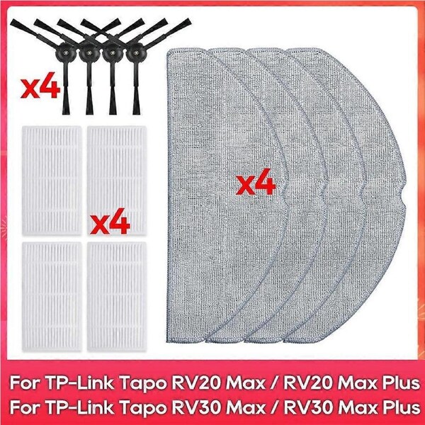 For TP-Link Tapo RV30 Max, RV30 Max Plus, RV20 Max, RV20 Max Plus Spare Part Filter Side Brush Mop Accessories