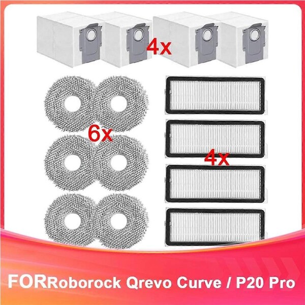 14 Pack Replacement Parts Kit for Roborock Qrevo Curve Robot Vacuum