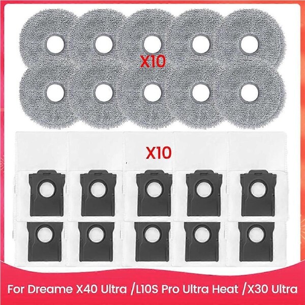 20PCS Mop Cloth and Dust Bag Fit for Dreame X40 Ultra Vacuum Cleaner