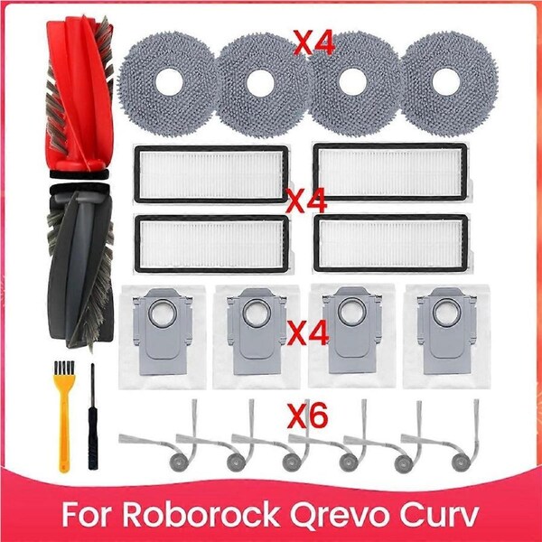 Accessories Kit for Roborock Qrevo Curv Robot Vacuum Main Side Brush
