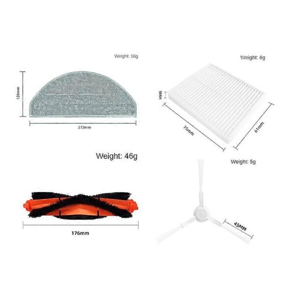 17PCS for Robot Vacuum E10 B112 Main Side Brush Hepa Filter