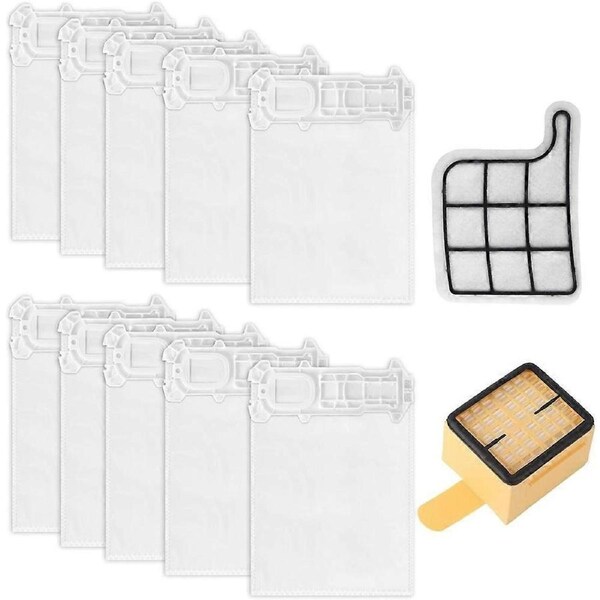 10 Vacuum Cleaner Bags and 1 Motor Protection Filter + 1 Hygiene Filter for Vorwerk Kobold VK 135 Vk136