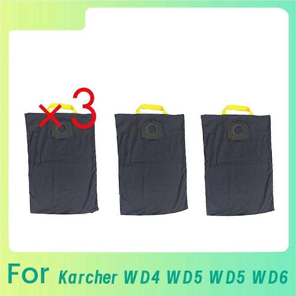 3 Pcs Parts Cloth Dust Bag for Karcher WD4 WD5 Black