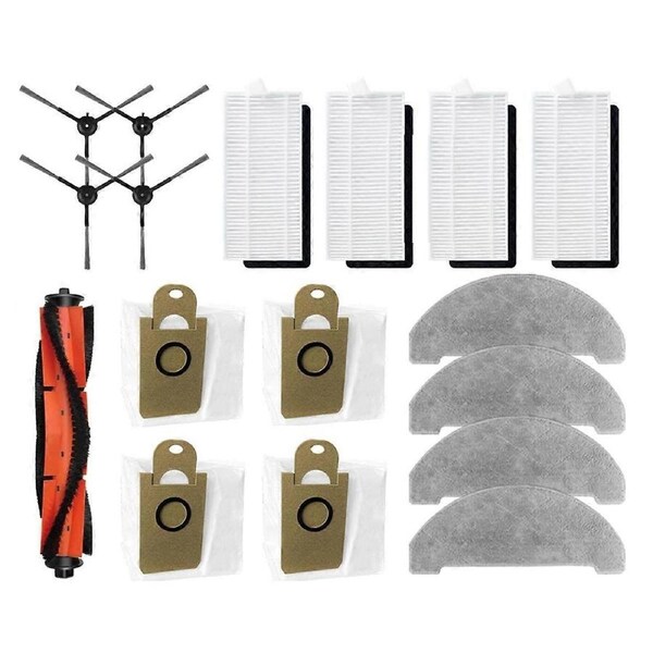 For RV1 Pro Main Sided Brush HEPA Filter Mop Pad Dust Bags,17PCS