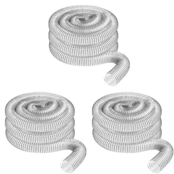 3pcs 2In OD 50mm Clear PVC Dust Collection Hose for Use with Dust Collectors with 2In Ports. Ideal for Shop Vacuums