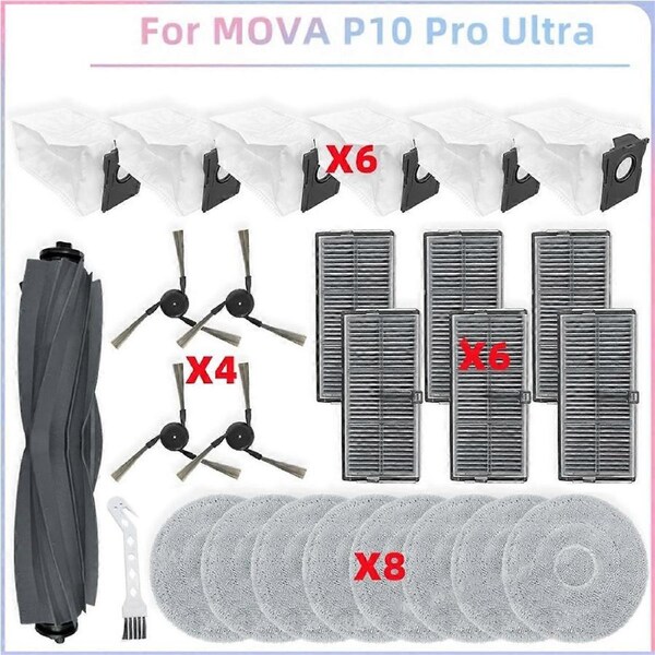 For MOVA P10 Pro Ultra Vacuum Parts Main Tricut Roller Side Brush