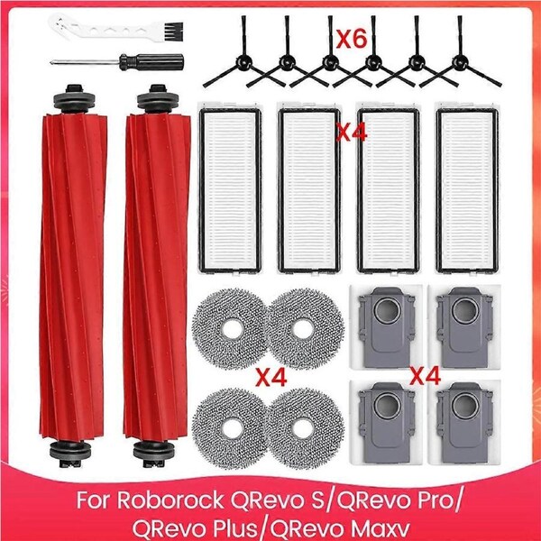 22PCS for Roborock Robot Vacuum Attachment Dust Bag Brush Filter Mop