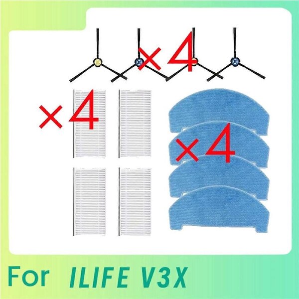 12 Pcs Side Brush Mop Filter for ILIFE V3X Sweeping Robot Cleaner
