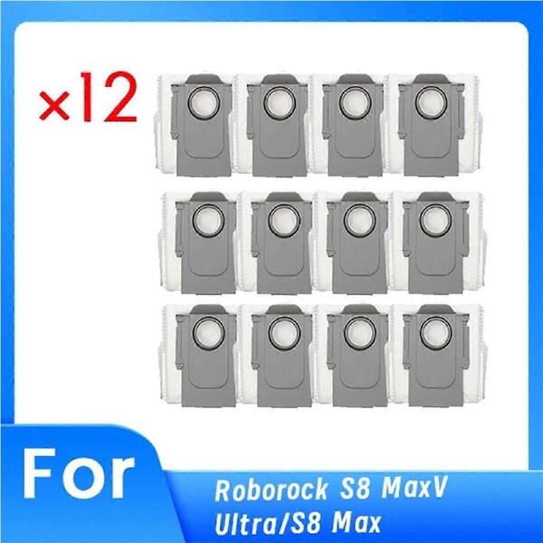 12 Pcs Dust Bags for Roborock S8 MaxV Sweeper Accessories Dust Bags