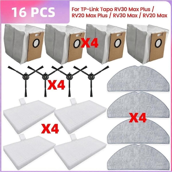 For TP-Link Tapo RV30 Max Plus Parts Dust Bag Hepa Filter Side Brush