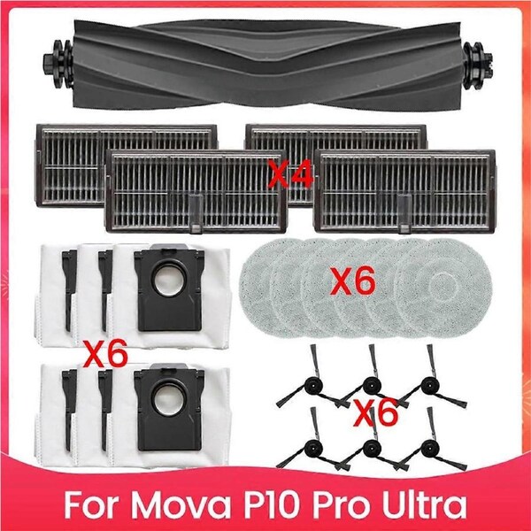 23PCS Brush Dust Bag Filter and Mop Cloth Set for Mova P10 Pro Ultra