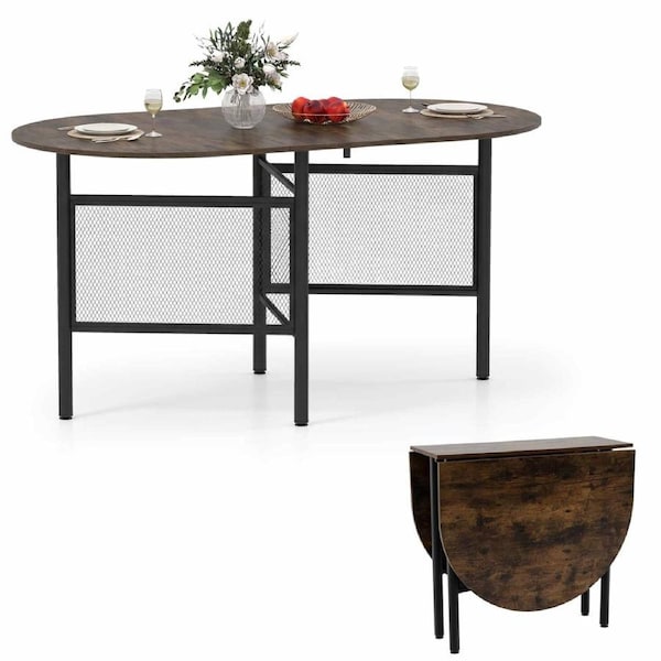 Costway 3in1 Extendable Dining Table 1.5m Drop Leaf Folding Kitchen Counter Height Writing Craft 6-8People Metal Cafe