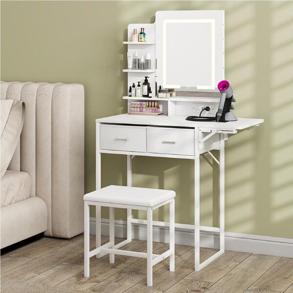 Levede Dressing Table LED Makeup Mirror Stool Set Vanity Desk Fold-up Panel