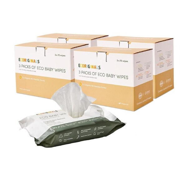 Ecoriginals 12 X 70 Pack Goat Milk Baby Eco Wipes, Plant Based + Biodegradable