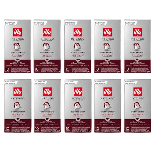 Illy Intenso Coffee Capsules Dark Roast - 100 Pack (Compatible with Nespresso Original Machines)