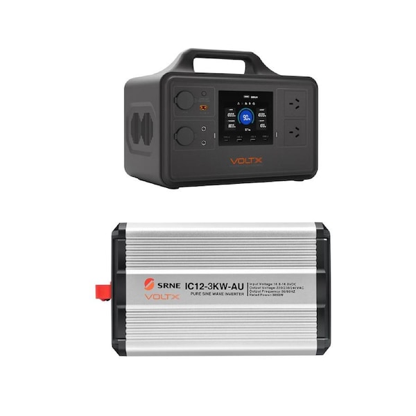 VoltX 1800W 1030Wh Portable Power Station + 12V 3000W Pure Sine Wave Inverter - Backup Power for Home & Camping