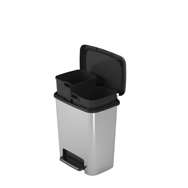 Curver Compatta Duo 11+11L Recycling Bin - Steel Look