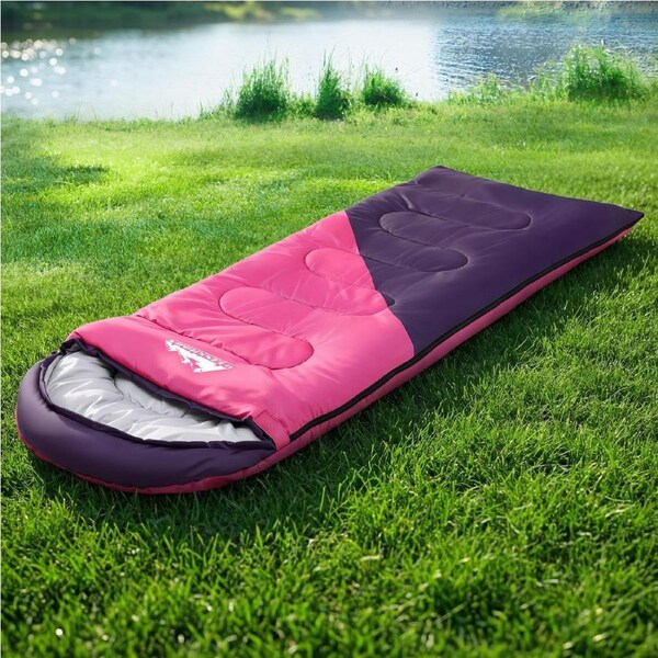 Weisshorn Sleeping Bag Single 213cm Thermal Camping Hiking Pink