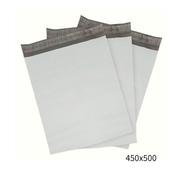 450x500mm White Poly Mailer – Self-Sealing Shipping Bag 100 Pack