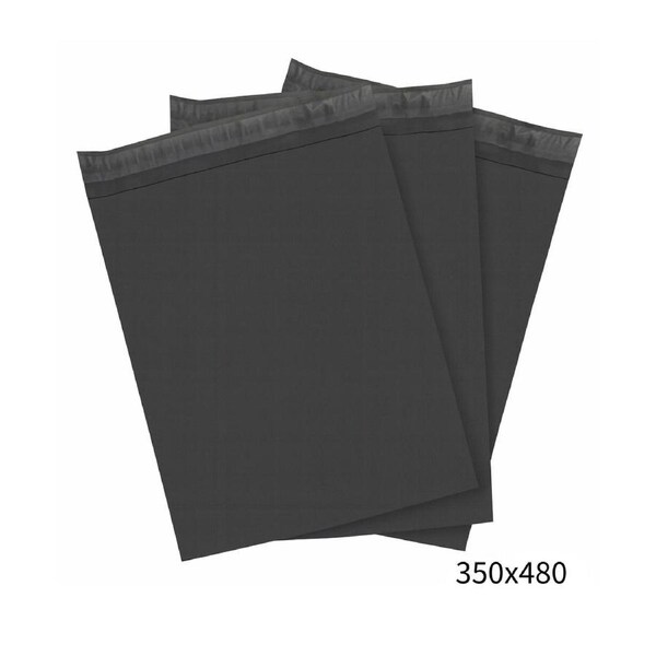 350x480mm Black Poly Mailer – Self-Sealing Shipping Bag 100 Pack