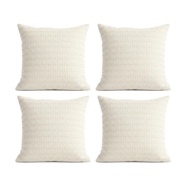 4PK Cloud Linen Celeste Cotton Waffle European Pillowcase Ivory 65x65cm