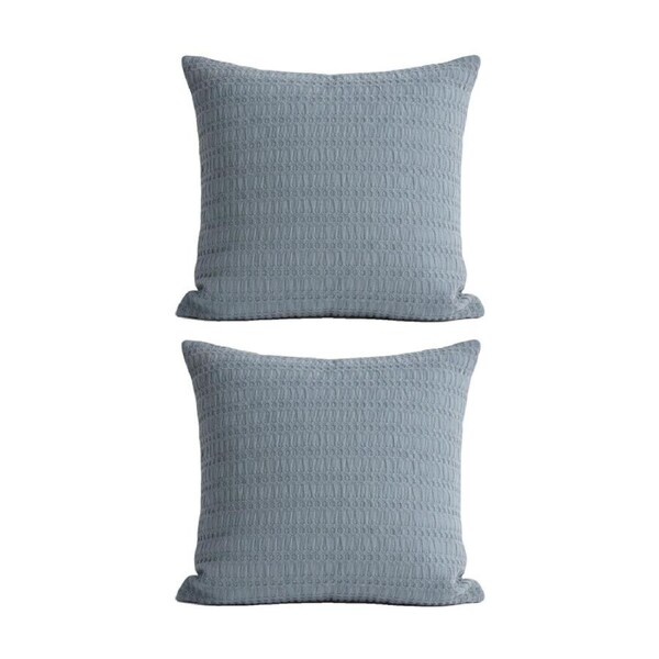 2PK Cloud Linen Celeste Seersucker Cotton Waffle European Pillowcase Ink 65x65cm