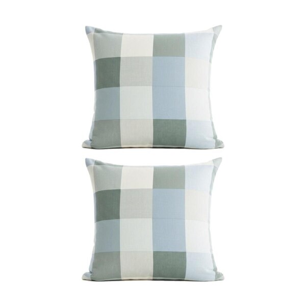 2PK Renee Taylor Textured Cotton Reversible European Pillowcase Jackson Check