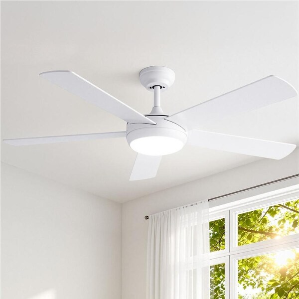 52'' Devanti Ceiling Fan 5 Blades DC Motor w/Light w/Remote White