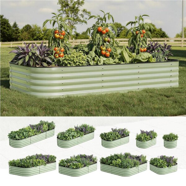 Livsip 9 In 1 Garden Bed Modular Container Planter Galvanised Steel 40CM Height