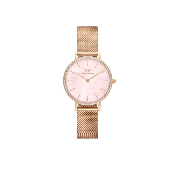 Daniel Wellington Petite 28 Bezel Mesh Pink Mother of Pearl Rose Gold Watch
